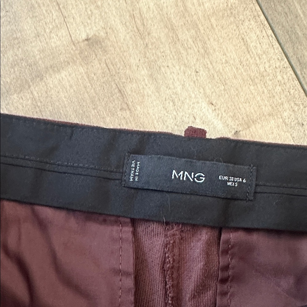 Mango Suede Burgundy Flare Pants Sz 6 - Picture 3 of 8